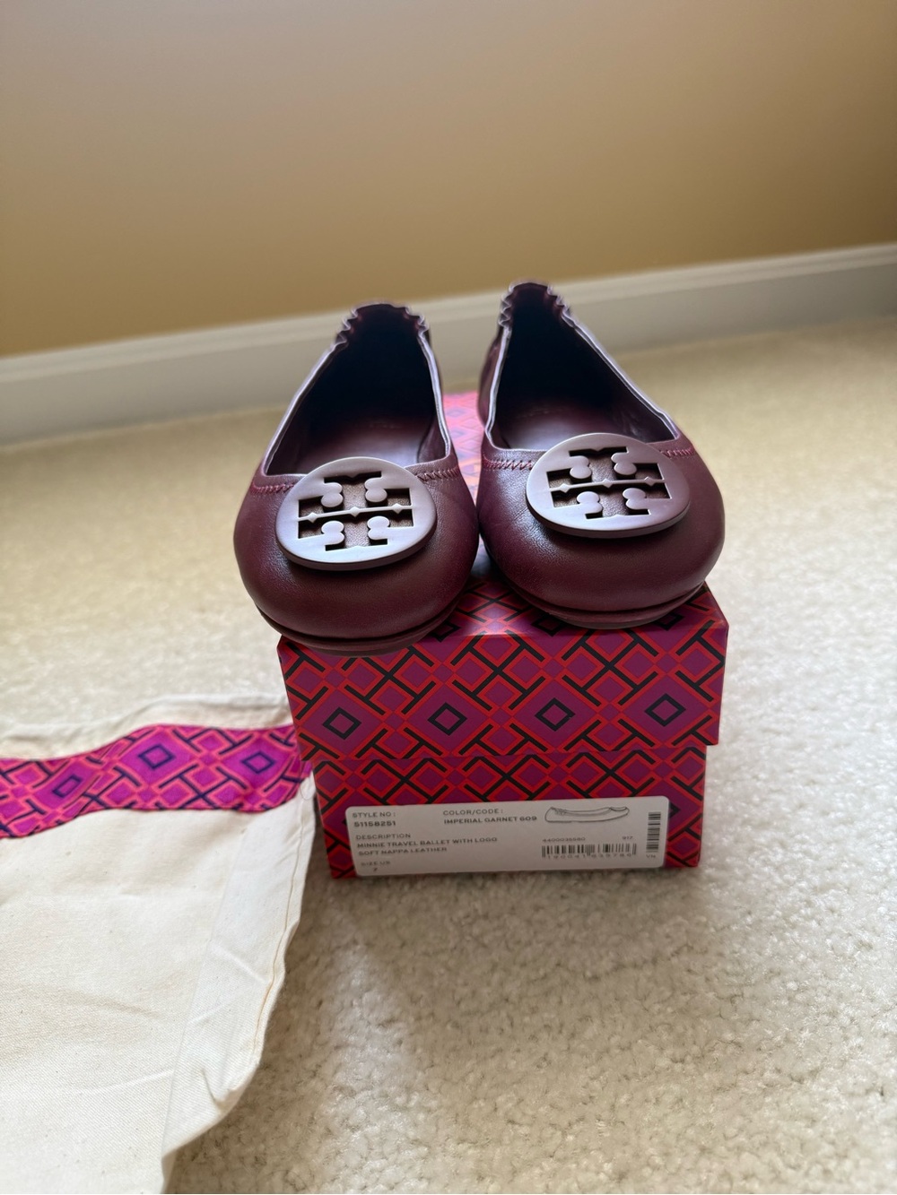 Tory Burch Garnet Logo Ballet Flat